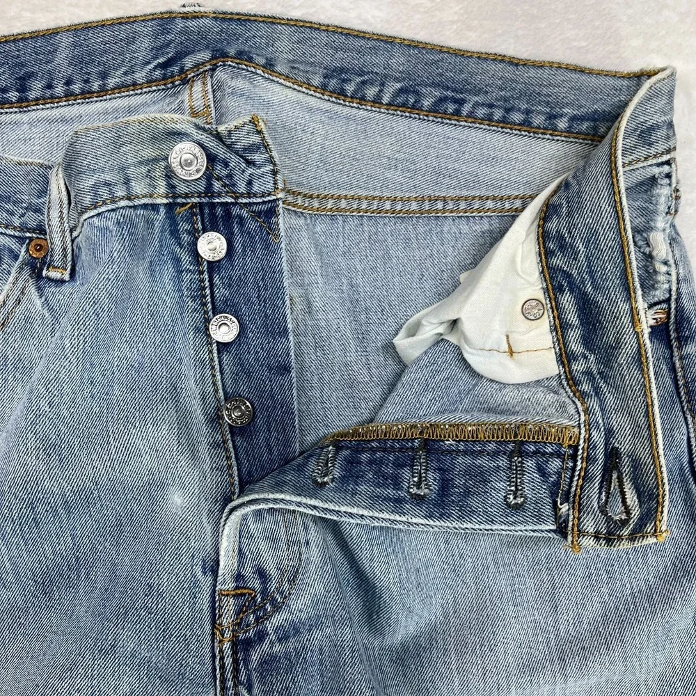 Levi's 501 Taper Jeans Blue Denim Mid Rise Classic Button Fly 34X30 -‎ Flaws